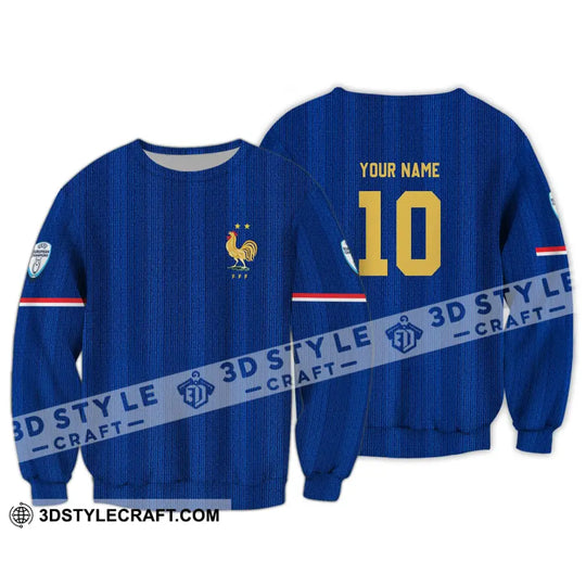 Unisex Shirt - Custom Name And Number Euro 2024 France National Team Blue Shirt style option 4