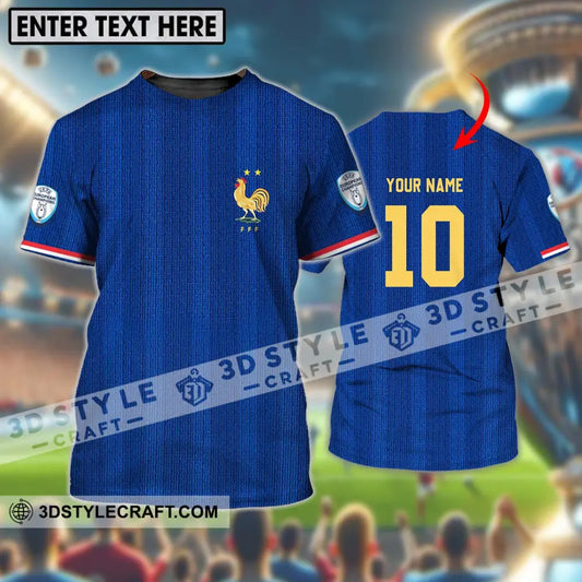 Unisex Shirt - Custom Name And Number Euro 2024 France National Team Blue T-Shirt