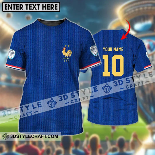 Unisex Shirt - Custom Name And Number Euro 2024 France National Team Blue Shirt style option 1