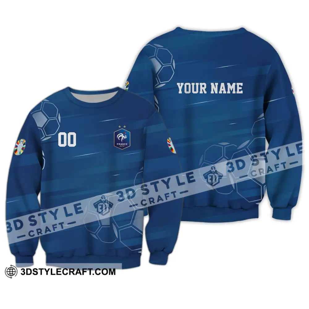 Unisex Shirt - Custom Name And Number Euro 2024 France National Team Long Sleeve / S T-Shirt