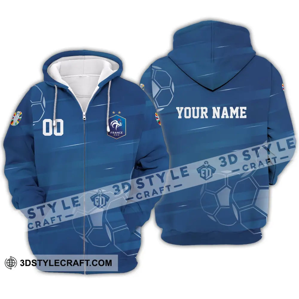 Unisex Shirt - Custom Name And Number Euro 2024 France National Team Zipper Hoodie / S T-Shirt