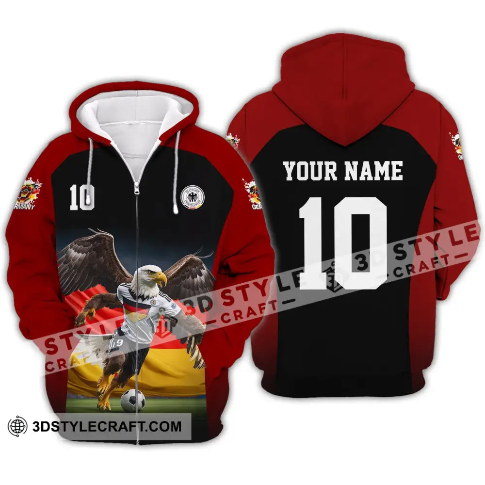 Unisex Shirt - Custom Name And Number Euro 2024 German Eagle Zipper Hoodie / S T-Shirt