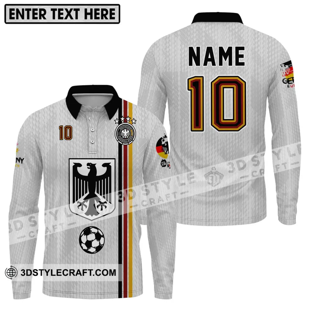 Unisex Shirt - Custom Name And Number Euro 2024 German Long Sleeve Polo / S T-Shirt