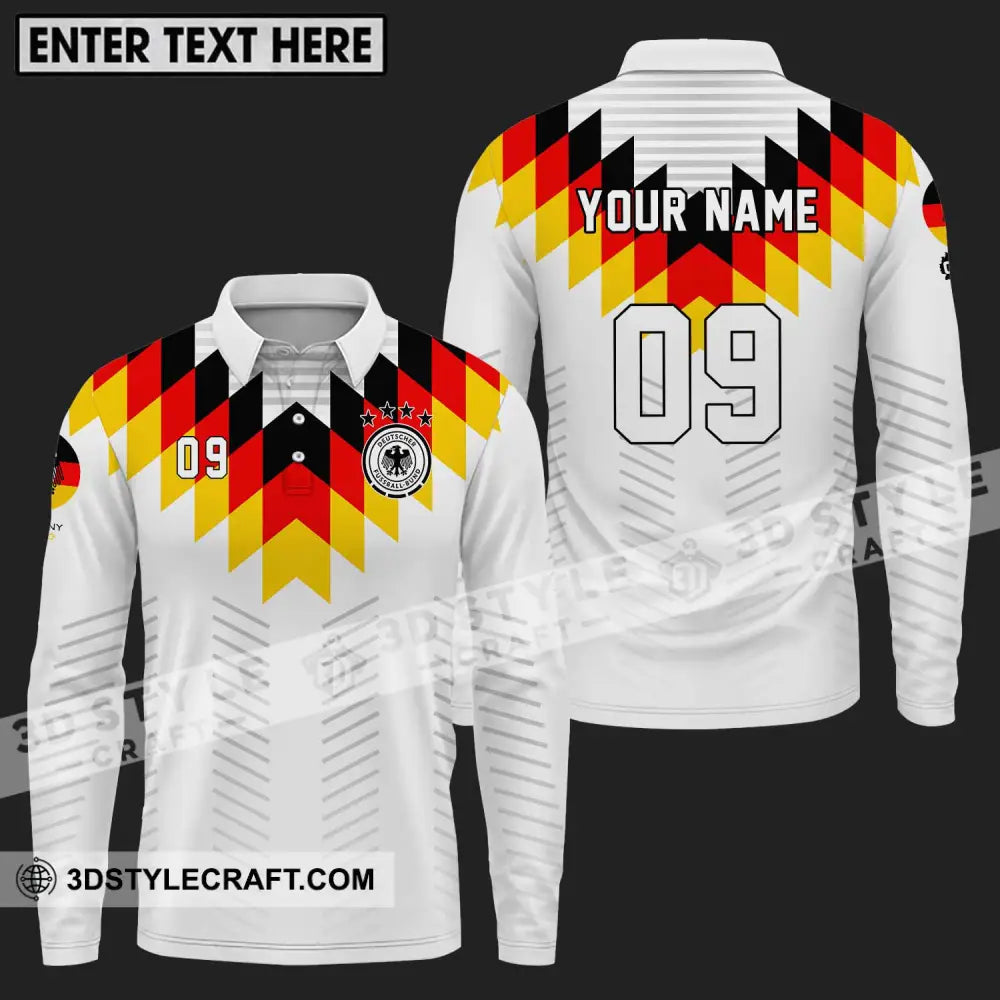 Unisex Shirt - Custom Name And Number Euro 2024 Germany National Team Flag Color Long Sleeve Polo /