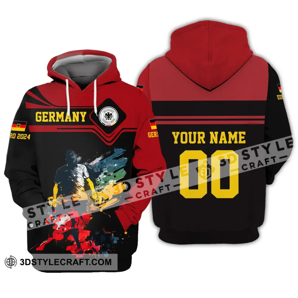 Unisex Shirt - Custom Name And Number Euro 2024 Germany Team Black Red Hoodie / S T-Shirt