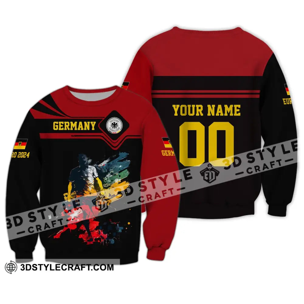 Unisex Shirt - Custom Name And Number Euro 2024 Germany Team Black Red Long Sleeve / S T-Shirt