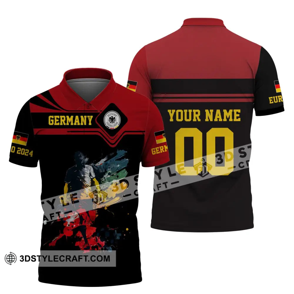 Unisex Shirt - Custom Name And Number Euro 2024 Germany Team Black Red Polo / S T-Shirt