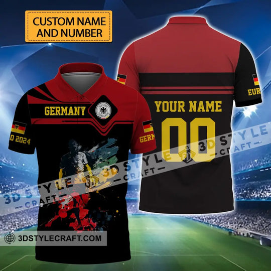 Unisex Shirt - Custom Name And Number Shirt, Euro 2024 Germany Team Black And Red style option 1