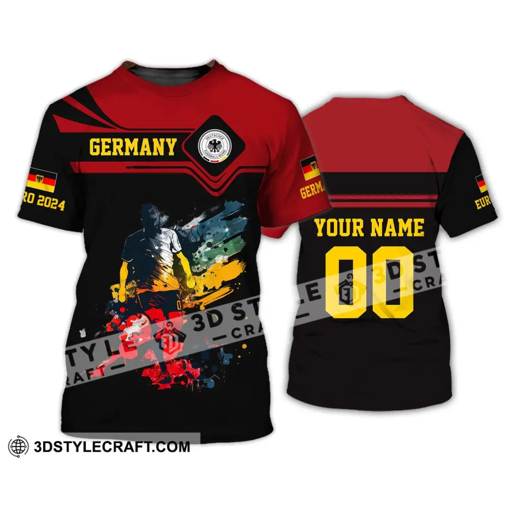 Unisex Shirt - Custom Name And Number Euro 2024 Germany Team Black Red T-Shirt / S T-Shirt