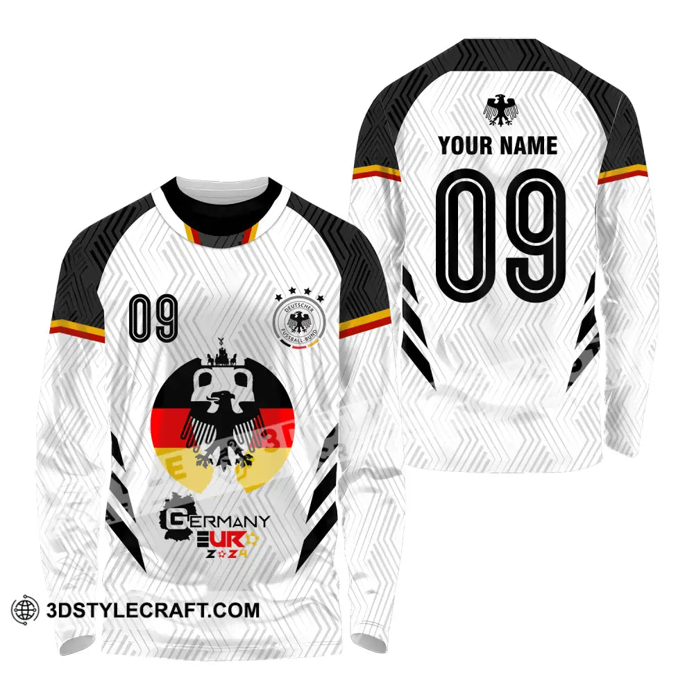 Unisex Shirt - Custom Name And Number Euro 2024 Germany Team Logo Long Sleeve / S T-Shirt