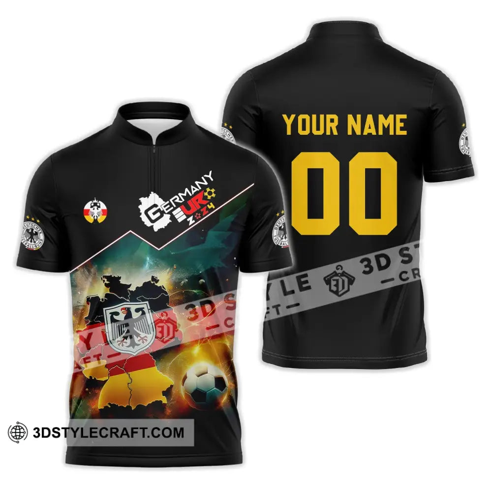 Unisex Shirt - Custom Name And Number Euro 2024 Germany Team Lover Zipper Polo / S T-Shirt