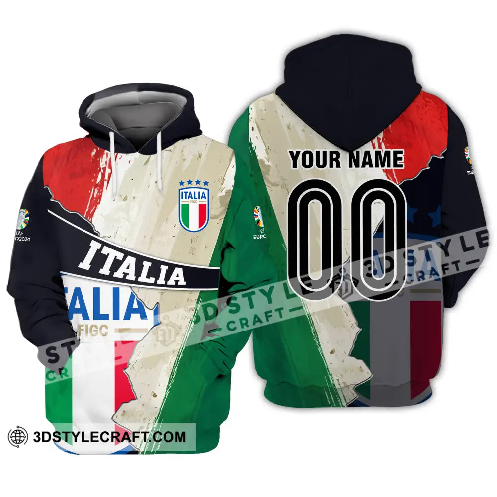 Unisex Shirt - Custom Name And Number Euro 2024 Italia Hoodie / S T-Shirt