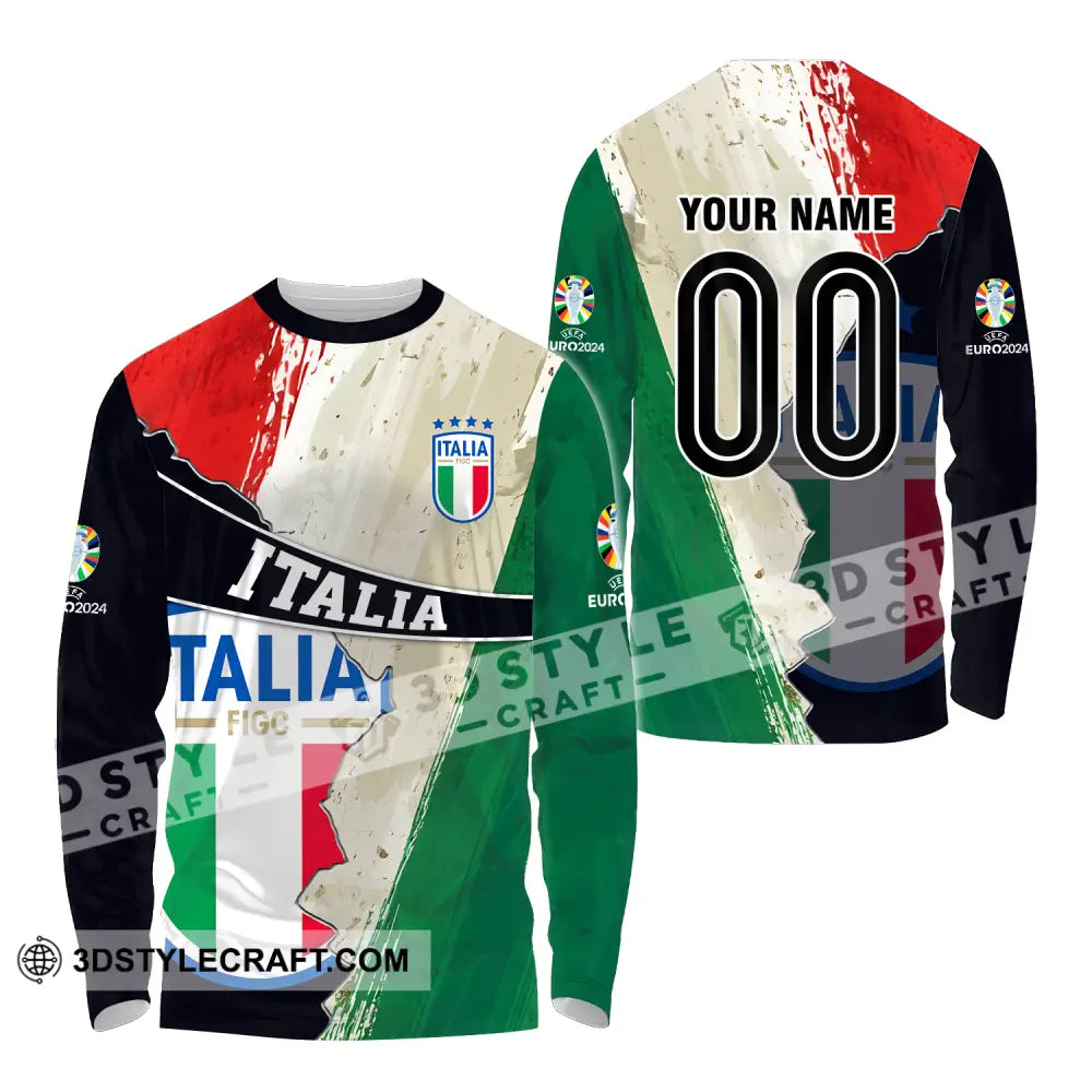 Unisex Shirt - Custom Name And Number Euro 2024 Italia Long Sleeve / S T-Shirt