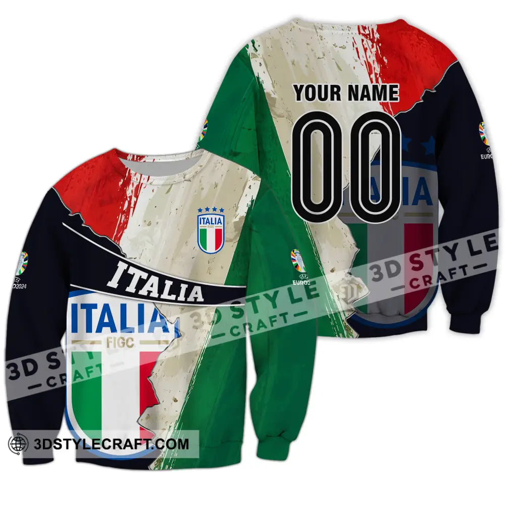 Unisex Shirt - Custom Name And Number Euro 2024 Italia Long Sleeve / S T-Shirt