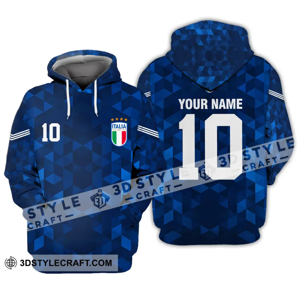 Unisex Shirt - Custom Name And Number Euro 2024 Italia National Team Blue Hoodie / S T-Shirt