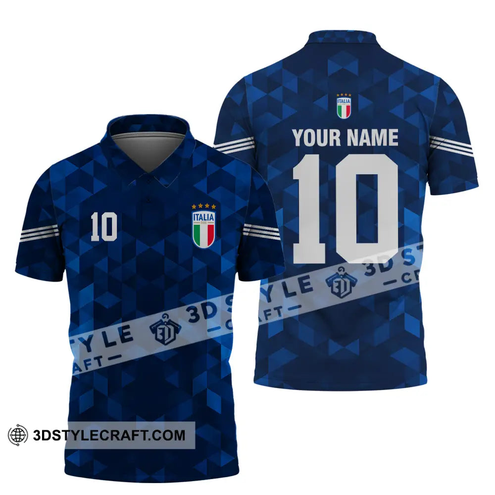 Unisex Shirt - Custom Name And Number Euro 2024 Italia National Team Blue Polo / S T-Shirt