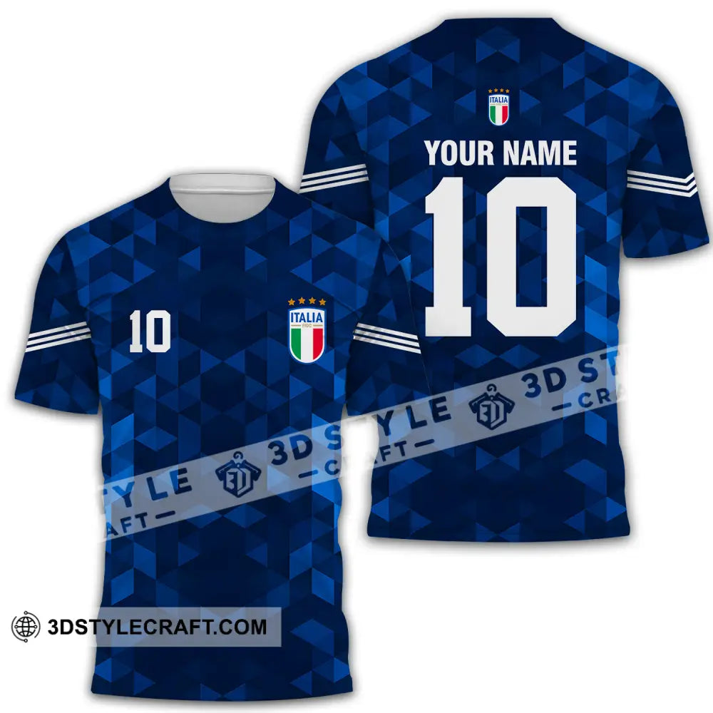 Unisex Shirt - Custom Name And Number Euro 2024 Italia National Team Blue T-Shirt / S T-Shirt