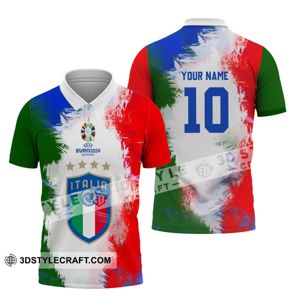 Unisex Shirt - Custom Name And Number Euro 2024 Italia National Team Flag Color Polo / S T-Shirt