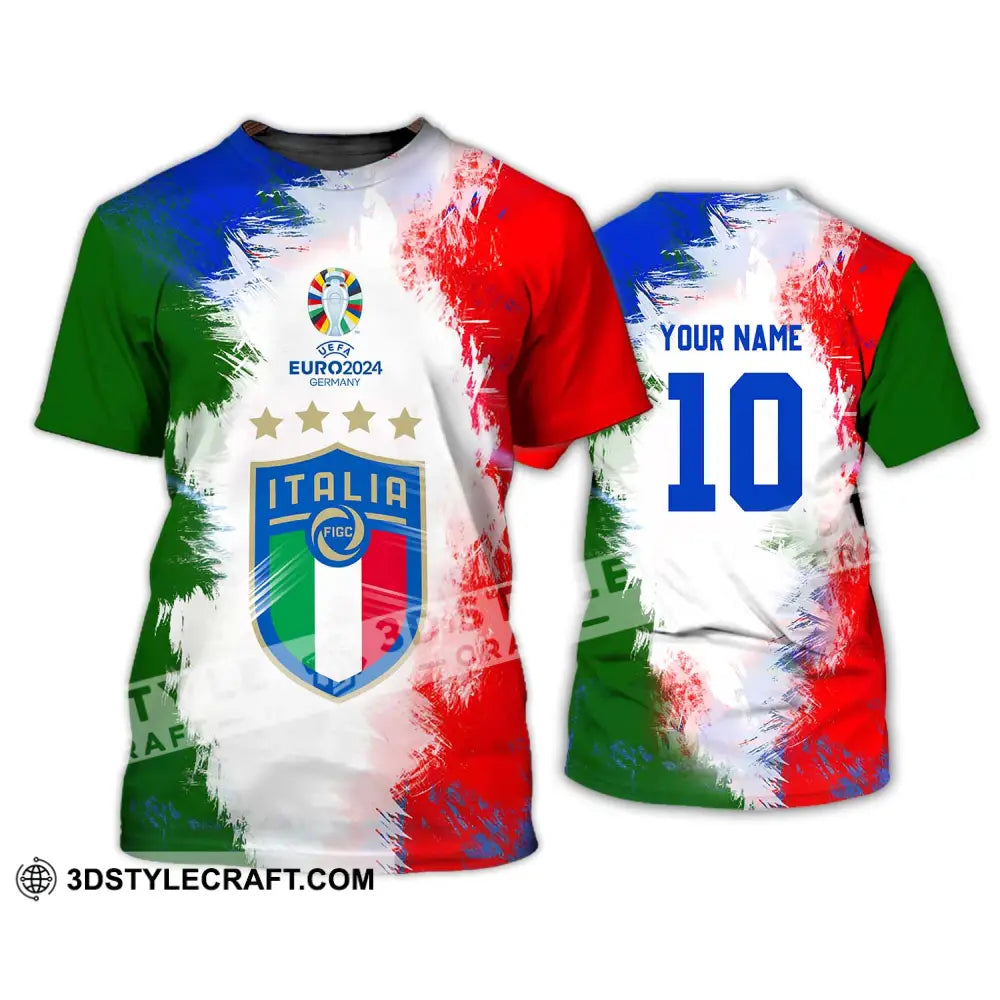 Unisex Shirt - Custom Name And Number Euro 2024 Italia National Team Flag Color T-Shirt / S T-Shirt