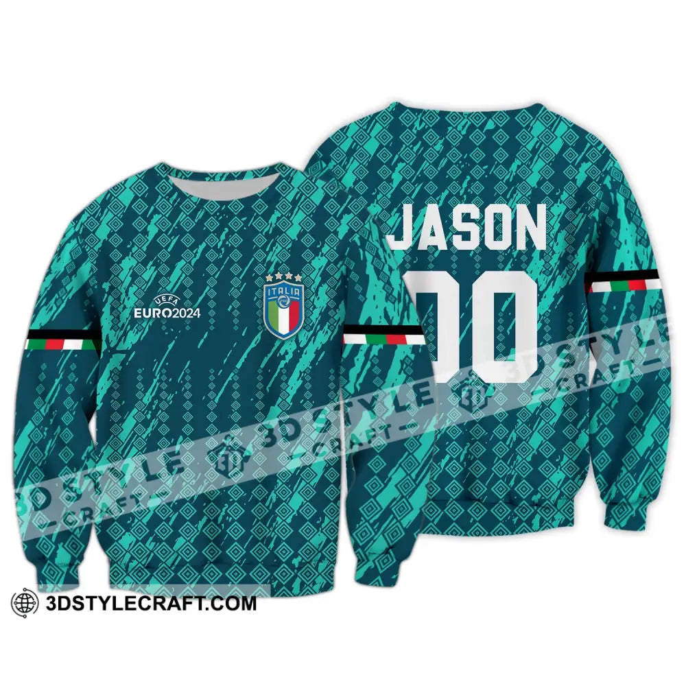 Unisex Shirt - Custom Name And Number Euro 2024 Italia National Team Long Sleeve / S T-Shirt