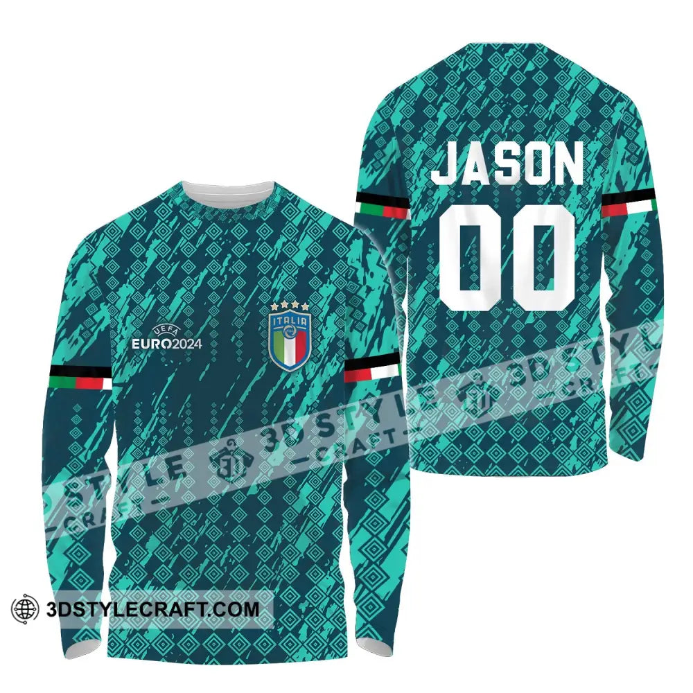 Unisex Shirt - Custom Name And Number Euro 2024 Italia National Team Long Sleeve / S T-Shirt