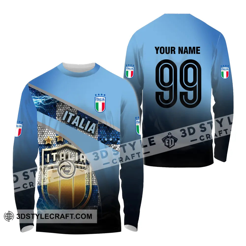 Unisex Shirt - Custom Name And Number Euro 2024 Italia National Team Long Sleeve / S T-Shirt