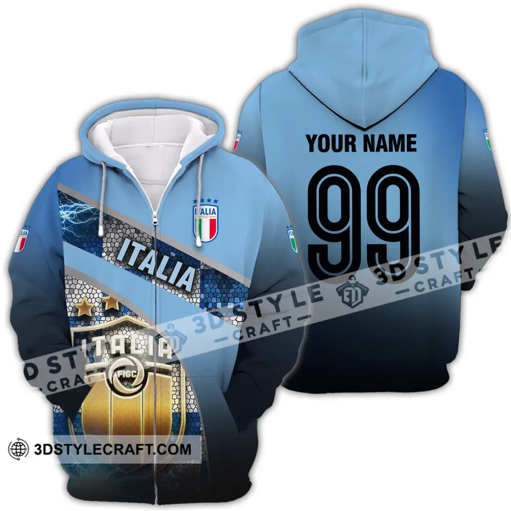 Unisex Shirt - Custom Name And Number Euro 2024 Italia National Team Zipper Hoodie / S T-Shirt