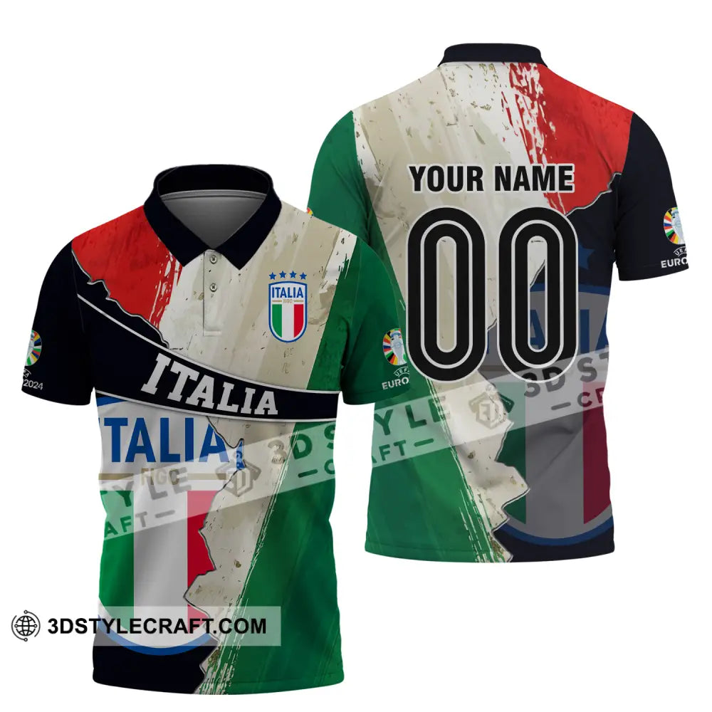 Unisex Shirt - Custom Name And Number Euro 2024 Italia Polo / S T-Shirt