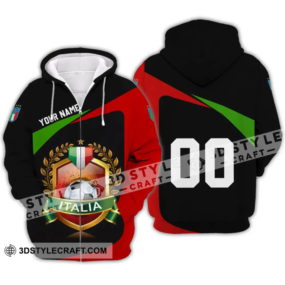 Unisex Shirt - Custom Name And Number Euro 2024 Italia Team Champion Zipper Hoodie / S T-Shirt