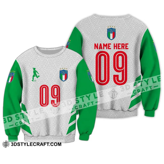 Unisex Shirt - Custom Name And Number Shirt, Euro 2024 Italia Team Green And White style option 4