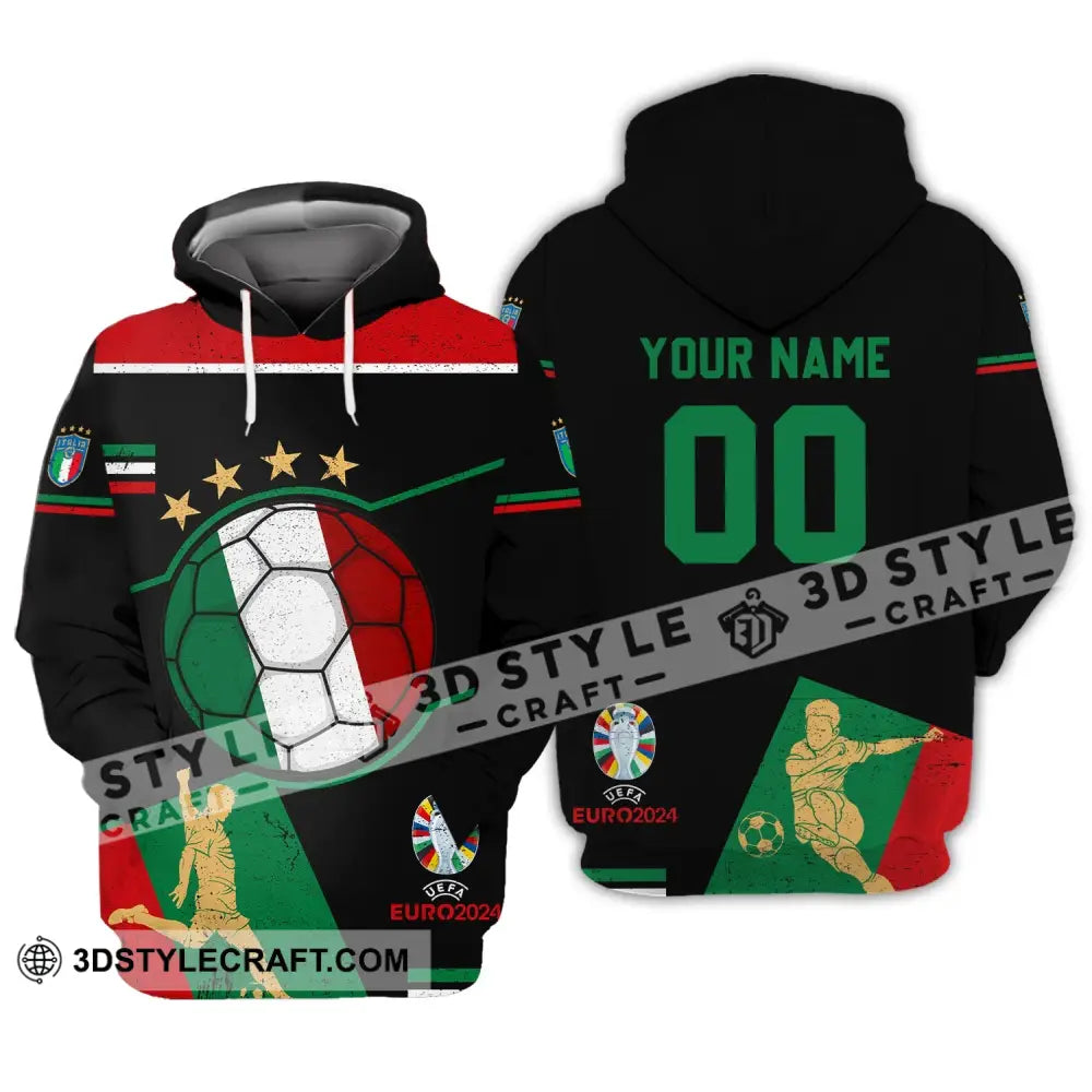 Unisex Shirt - Custom Name And Number Euro 2024 Italia Team Hoodie / S T-Shirt