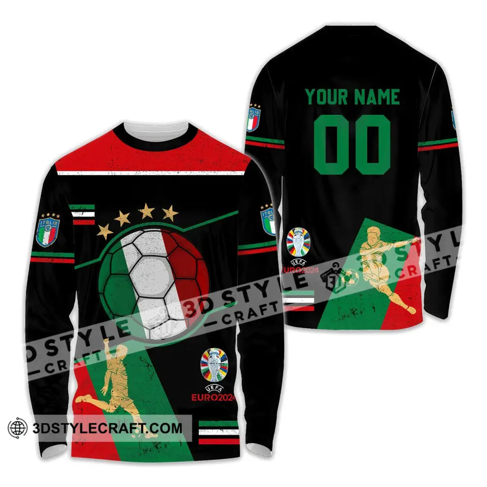 Unisex Shirt - Custom Name And Number Euro 2024 Italia Team Long Sleeve / S T-Shirt