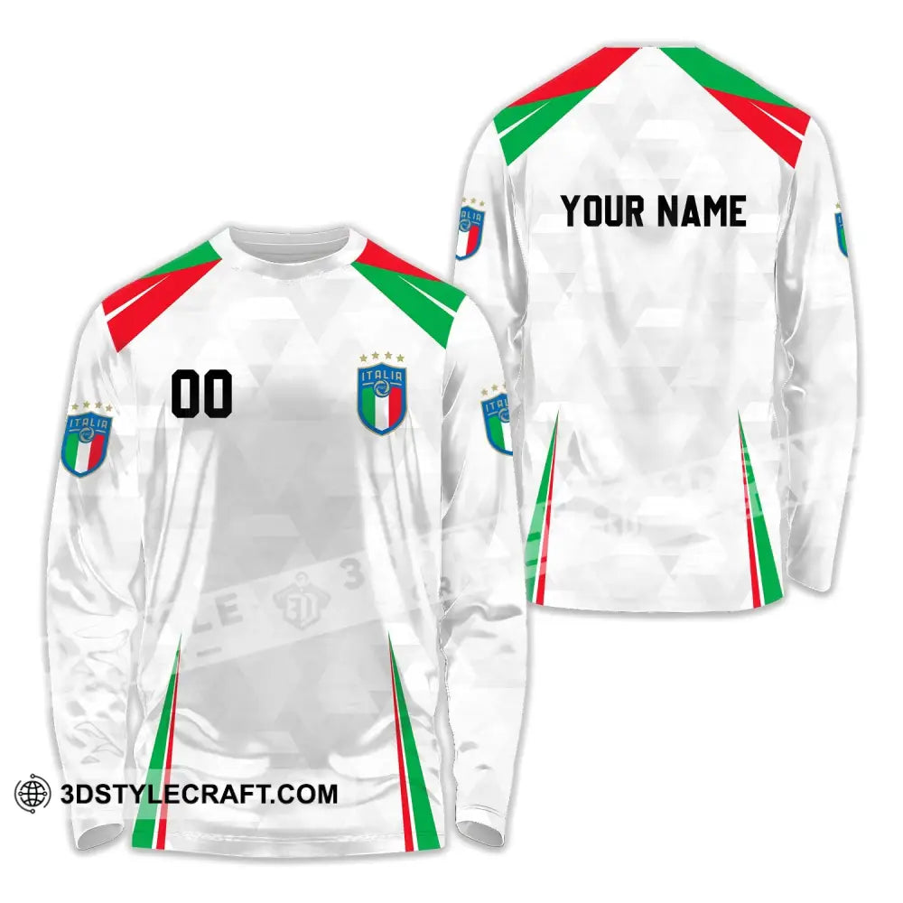 Unisex Shirt - Custom Name And Number Euro 2024 Italia Team Long Sleeve / S T-Shirt