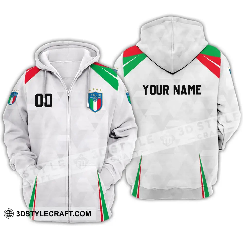 Unisex Shirt - Custom Name And Number Euro 2024 Italia Team Zipper Hoodie / S T-Shirt