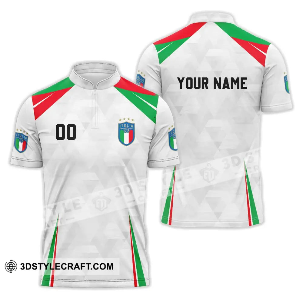 Unisex Shirt - Custom Name And Number Euro 2024 Italia Team Zipper Polo / S T-Shirt