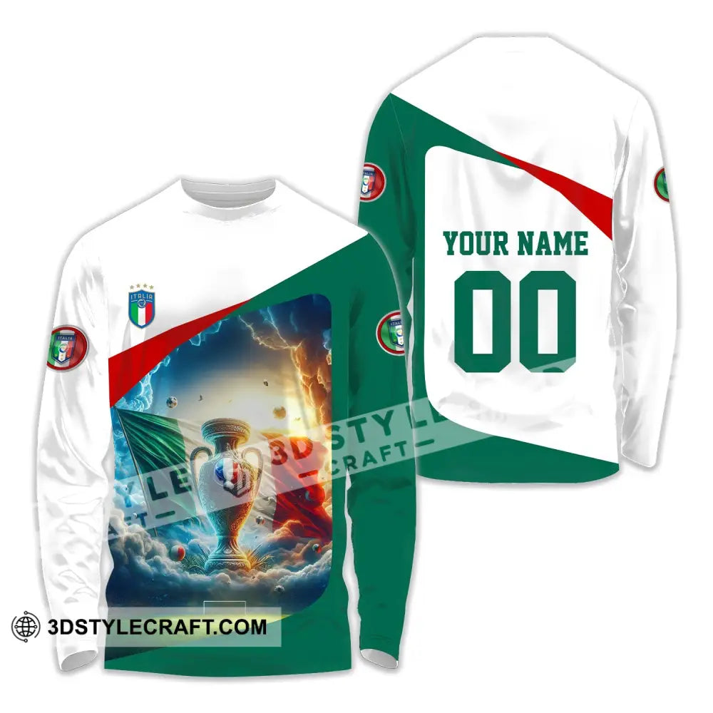 Unisex Shirt - Custom Name And Number Euro 2024 Italy Cup Long Sleeve / S T-Shirt