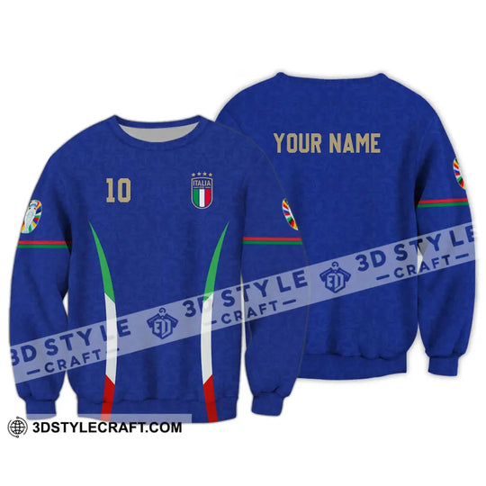 Unisex Shirt - Custom Name And Number Shirt, Euro 2024 Italy National Team Blue style option 4