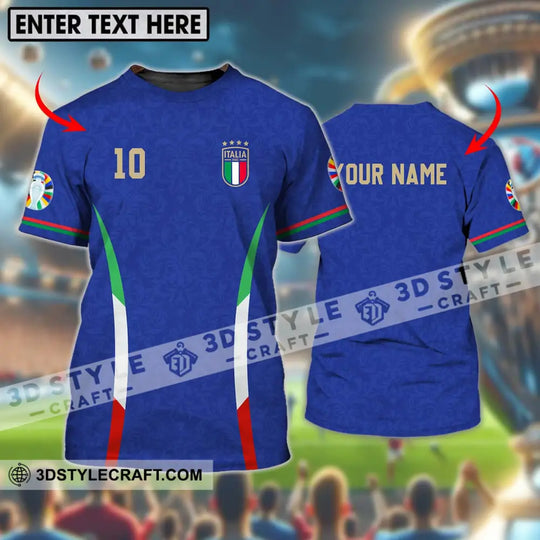 Unisex Shirt - Custom Name And Number Shirt, Euro 2024 Italy National Team Blue style option 1
