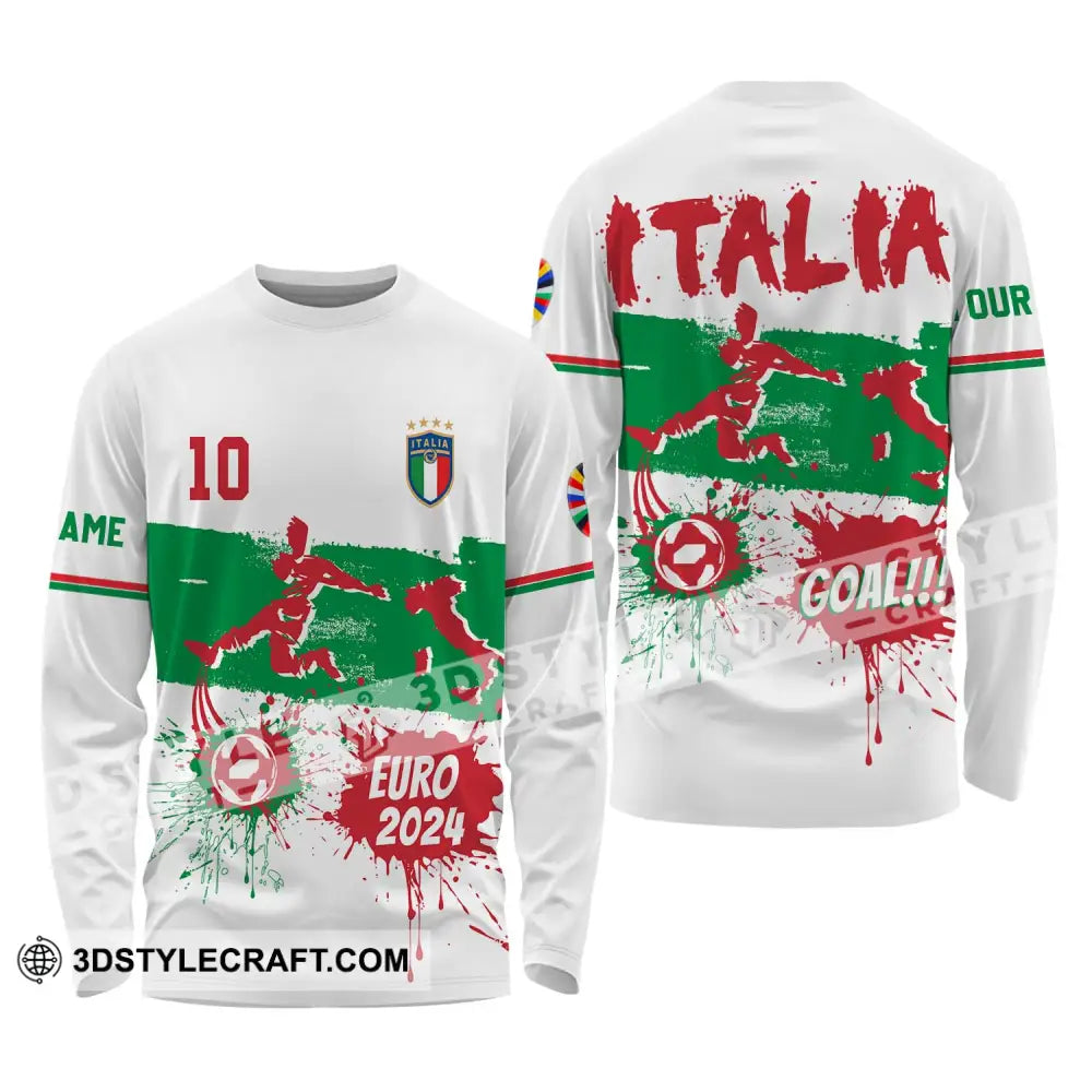 Unisex Shirt - Custom Name And Number Euro 2024 Italy National Team Goal! Long Sleeve / S T-Shirt