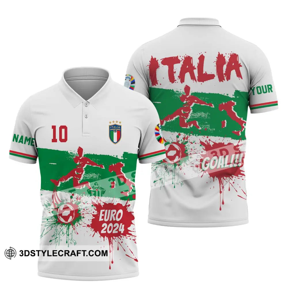 Unisex Shirt - Custom Name And Number Euro 2024 Italy National Team Goal! Polo / S T-Shirt