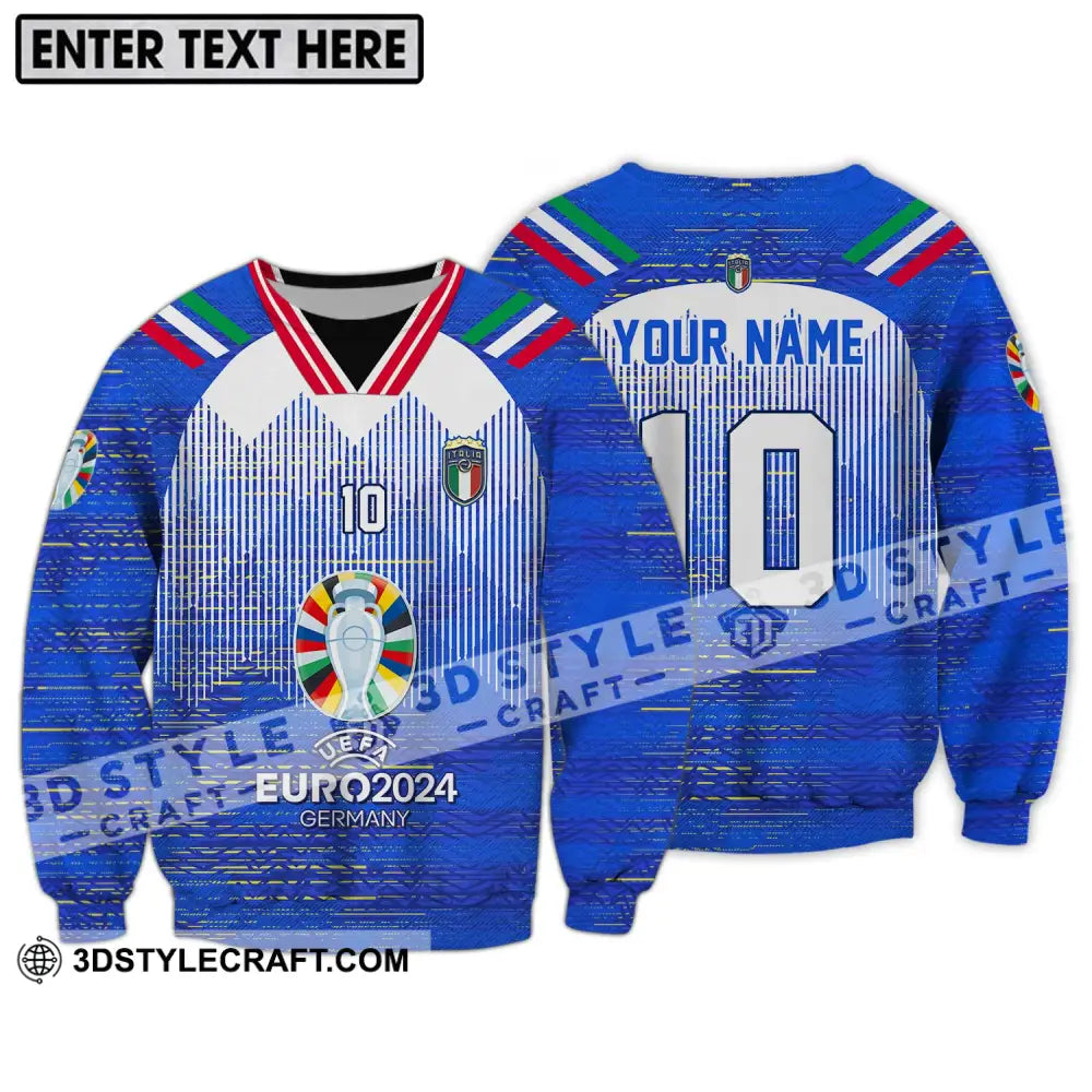 Unisex Shirt - Custom Name And Number Euro 2024 Italy National Team Long Sleeve / S T-Shirt