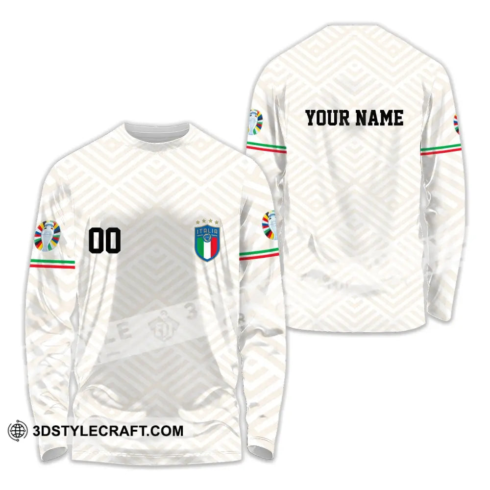 Unisex Shirt - Custom Name And Number Euro 2024 Italy National Team Long Sleeve / S T-Shirt