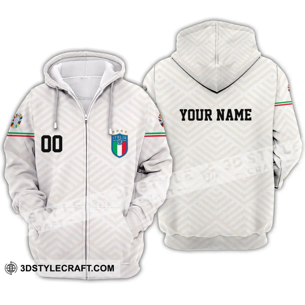 Unisex Shirt - Custom Name And Number Euro 2024 Italy National Team Zipper Hoodie / S T-Shirt