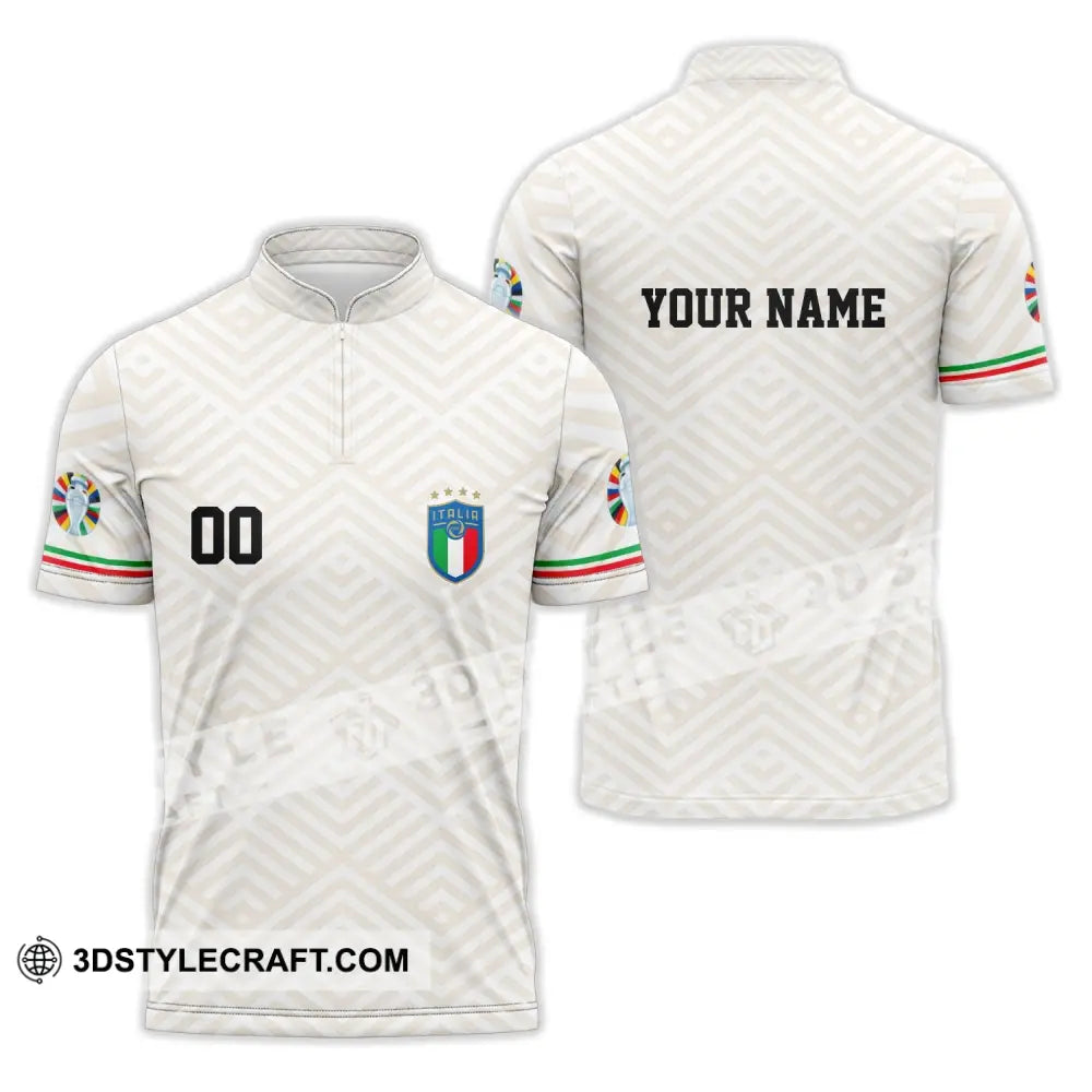 Unisex Shirt - Custom Name And Number Euro 2024 Italy National Team Zipper Polo / S T-Shirt