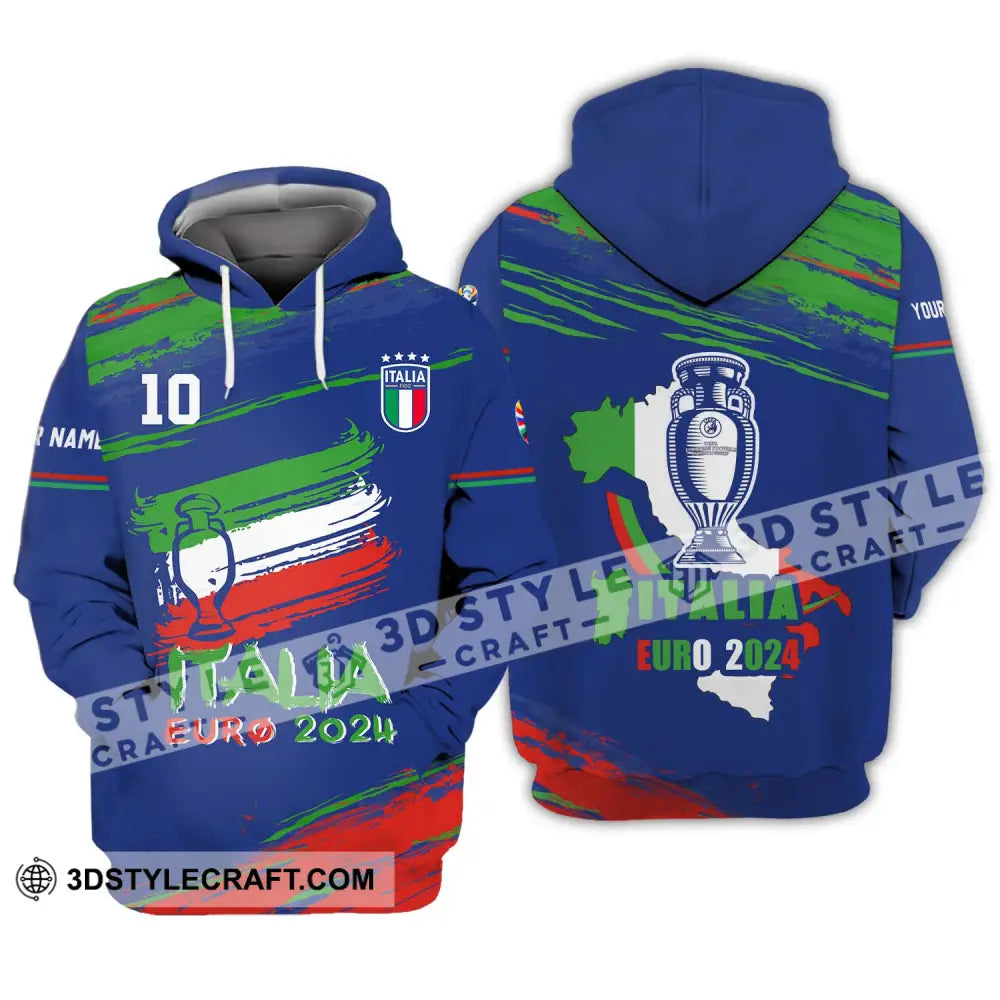 Unisex Shirt - Custom Name And Number Euro 2024 Italy Team Cup Hoodie / S T-Shirt