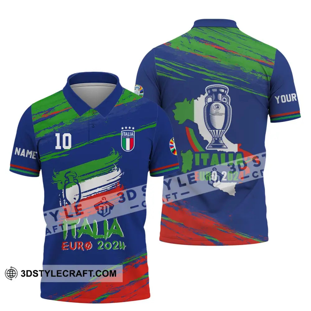 Unisex Shirt - Custom Name And Number Euro 2024 Italy Team Cup Polo / S T-Shirt