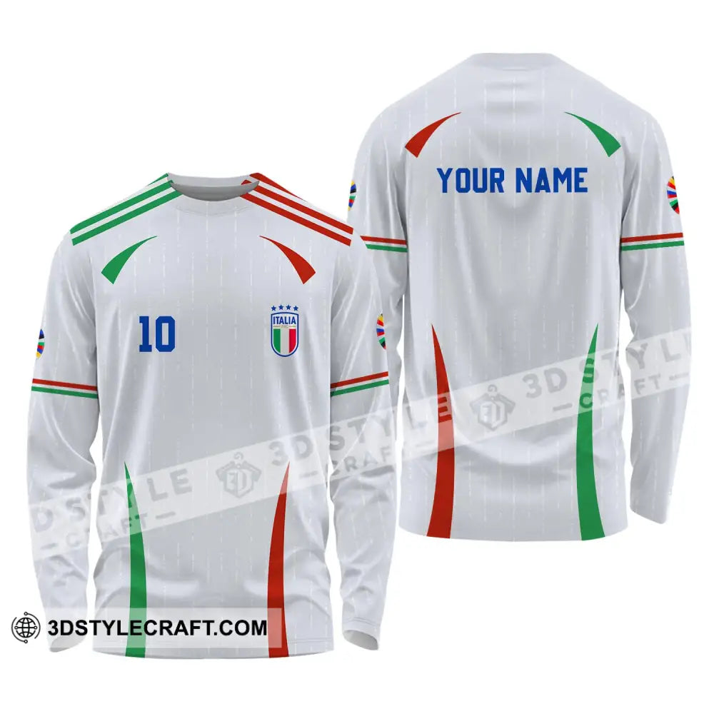 Unisex Shirt - Custom Name And Number Euro 2024 Italy Team Long Sleeve / S T-Shirt