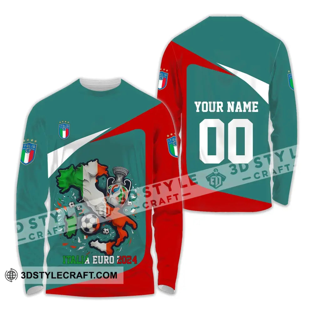 Unisex Shirt - Custom Name And Number Euro 2024 Italy Team Lover Long Sleeve / S T-Shirt