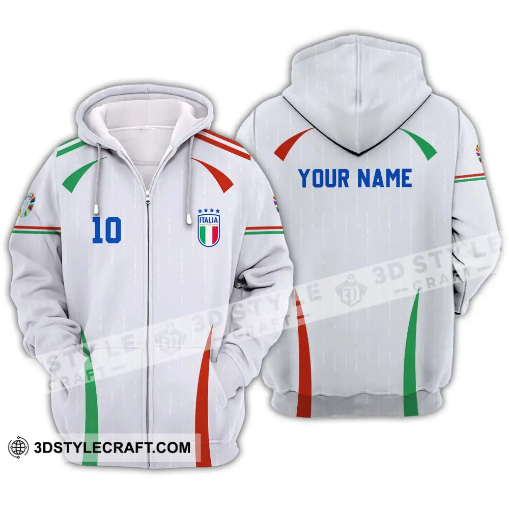 Unisex Shirt - Custom Name And Number Euro 2024 Italy Team Zipper Hoodie / S T-Shirt