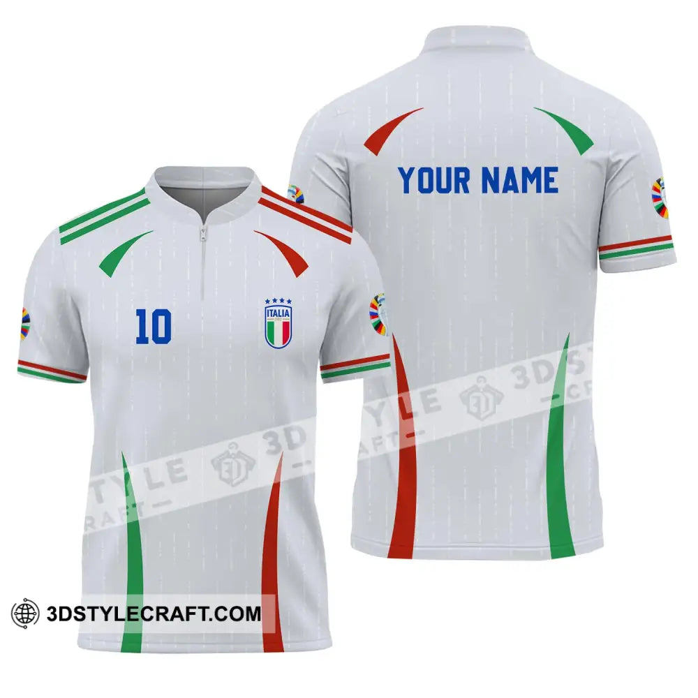 Unisex Shirt - Custom Name And Number Euro 2024 Italy Team Zipper Polo / S T-Shirt